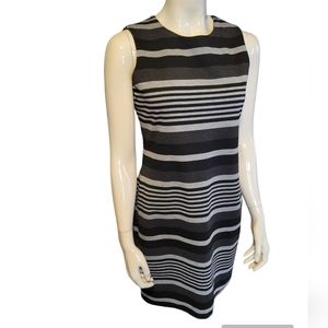 l size 4 Calvin Klein shift dress black and gray stripes